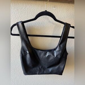 Black Pleather Crop Top